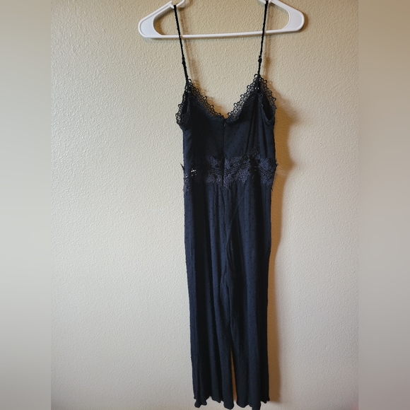 Leeta Black Swiss Dot Lace Wide-Leg Jumpsuit, Medium - Picture 5 of 9